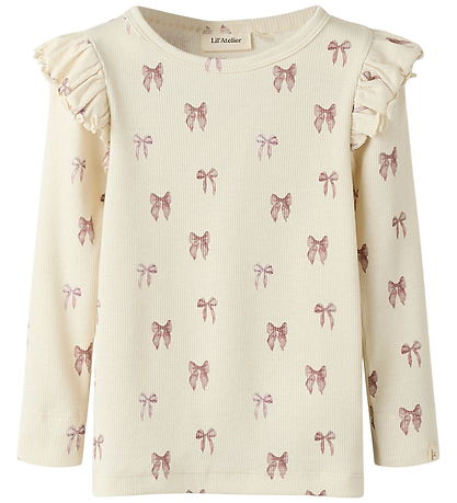 Lil Atelier Bluse - Rib - Slim - Noos - NmfGavo - Turtledove/Bow