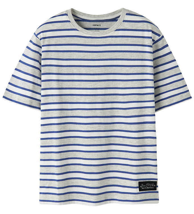 Name It T-shirt - NkmKristian - Light Grey Melange/Deep Ultramar