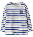 Name It Bluse - NmmKristian - Light Grey Melange/Deep Ultramarin