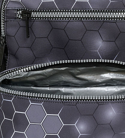 Jeva School Backpack - Square - Black Hexagon