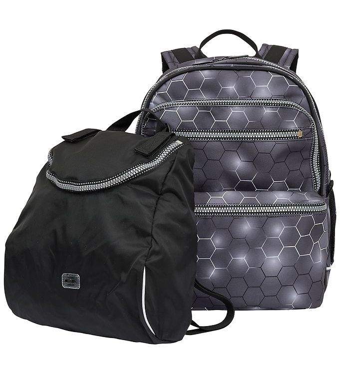 Jeva Skoletaske - Square - Black Hexagon