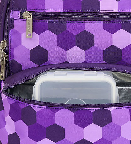 Jeva Skoletaske - Square - Purple Cubes