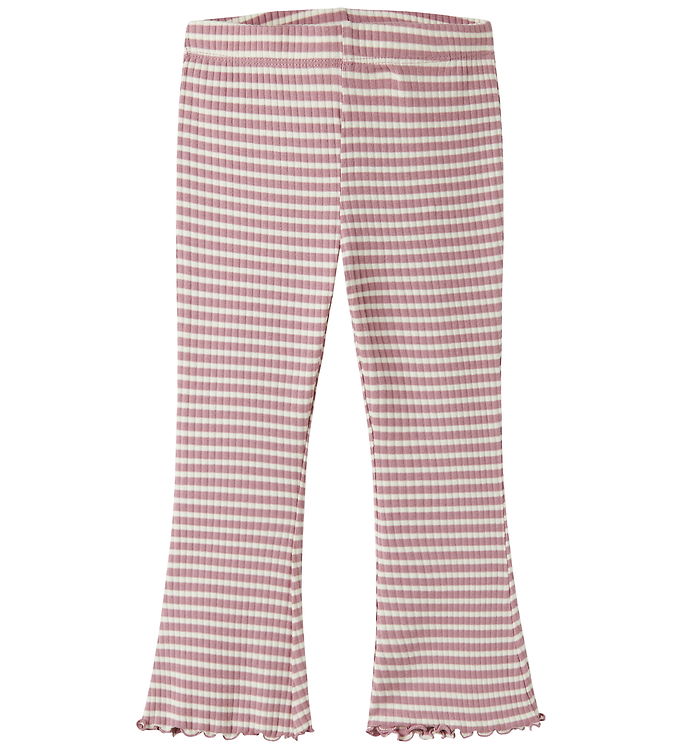 Name It Leggings - Rib - Flare - NmfVemma - Lilas/White