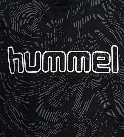 Hummel T-Shirt - hmlJR AOP LOGO - Sort