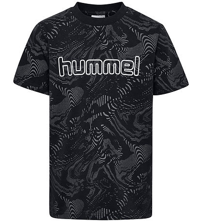 Hummel T-Shirt - hmlJR AOP LOGO - Sort