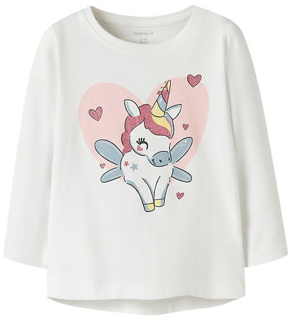 Name It Bluse - NmfVix - Bright White/Unicorn Heart
