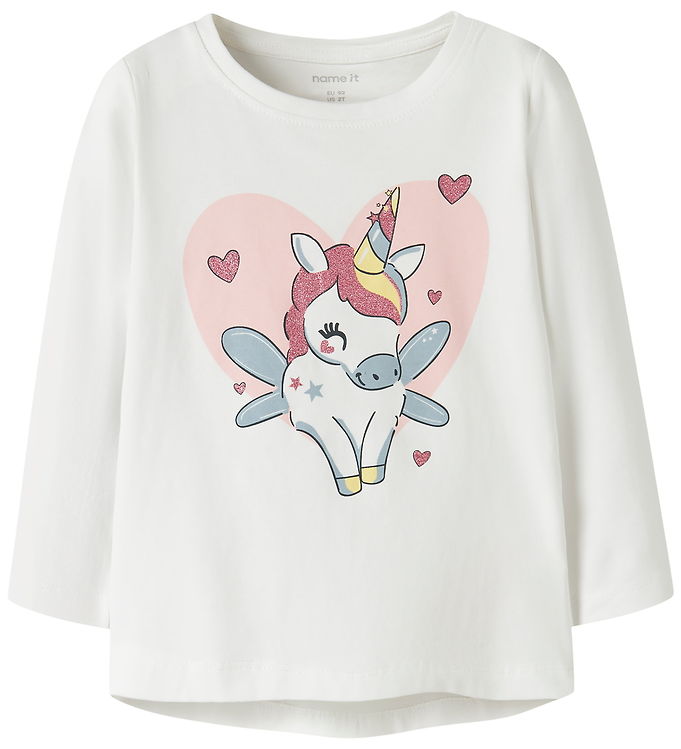 Name It Bluse - NmfVix - Bright White/Unicorn Heart