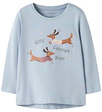 Name It Bluse - NmfVix - Subdued Blue/Sausage Dogs