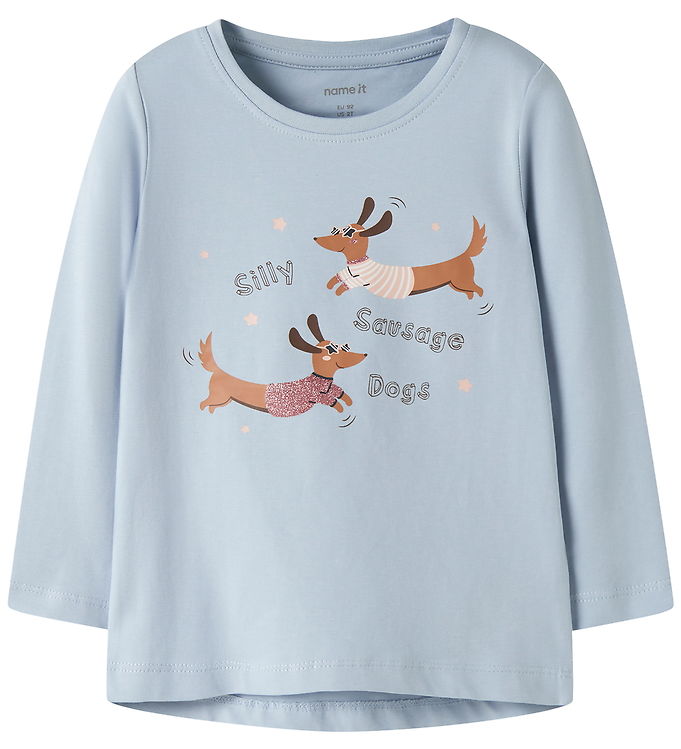 Name It Bluse - NmfVix - Subdued Blue/Sausage Dogs