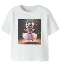 Name It T-shirt - NmfVotea - Bright White/Ballerina Mouse