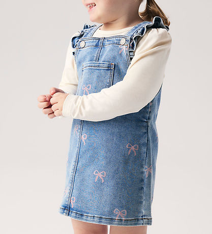 Name It Denimkjole - NmfFaith - AOP - Medium Blue Denim/Bow