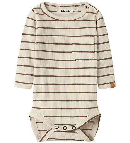 Lil Atelier Body l/æ - Slim - NbmKaby - Turtledove/Kangaroo