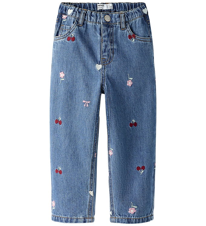 NAME IT Barrel Jeans Bella Medium Blue Denim Emb
