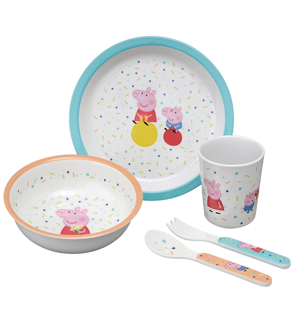 Petit Jour Paris Geschirr-Set - Melamin - 5 Teile - Peppa Wutz - - Petit Jour Paris - One Size - Geschirr-Sets