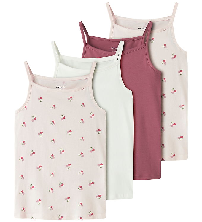 Name It Undertrøjer - NkfStrap - 4-pak - Mauve Morn/Cherry/Rose