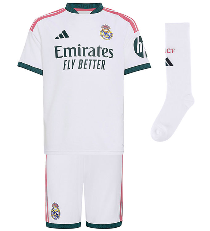 Adidas Real Madrid Home Kit 2026/27 - Børn Fodboldsæt - Hvid - 128