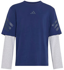 adidas performance Bluse -  J FI 2in1 LS T - Dkblue/Lgreyh/Nindi