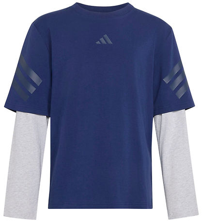 adidas performance Bluse -  J FI 2in1 LS T - Dkblue/Lgreyh/Nindi