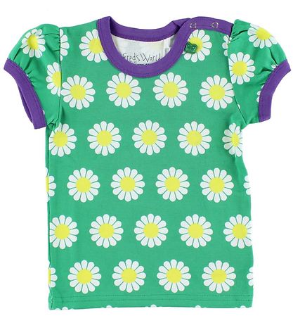 Freds World T-shirt - Green w. Daisy Freds World T-shirt - Green w. Daisy