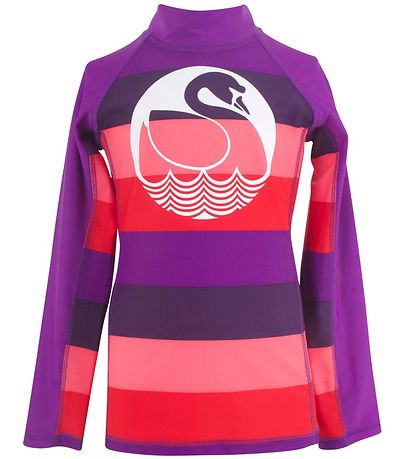 Danefæ Badebluse - UV50+ - Lilla/Pink m. Svane Danefæ Badebluse - UV50+ - Lilla/Pink m. Svane
