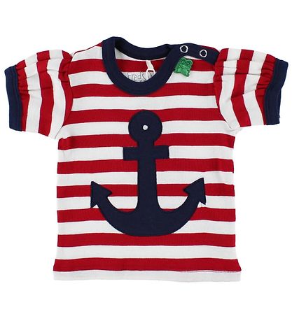 T-Shirt Freds World - Rouge/Blanc à Rayures av. Ancre T-Shirt Freds World - Rouge/Blanc à Rayures av. Ancre