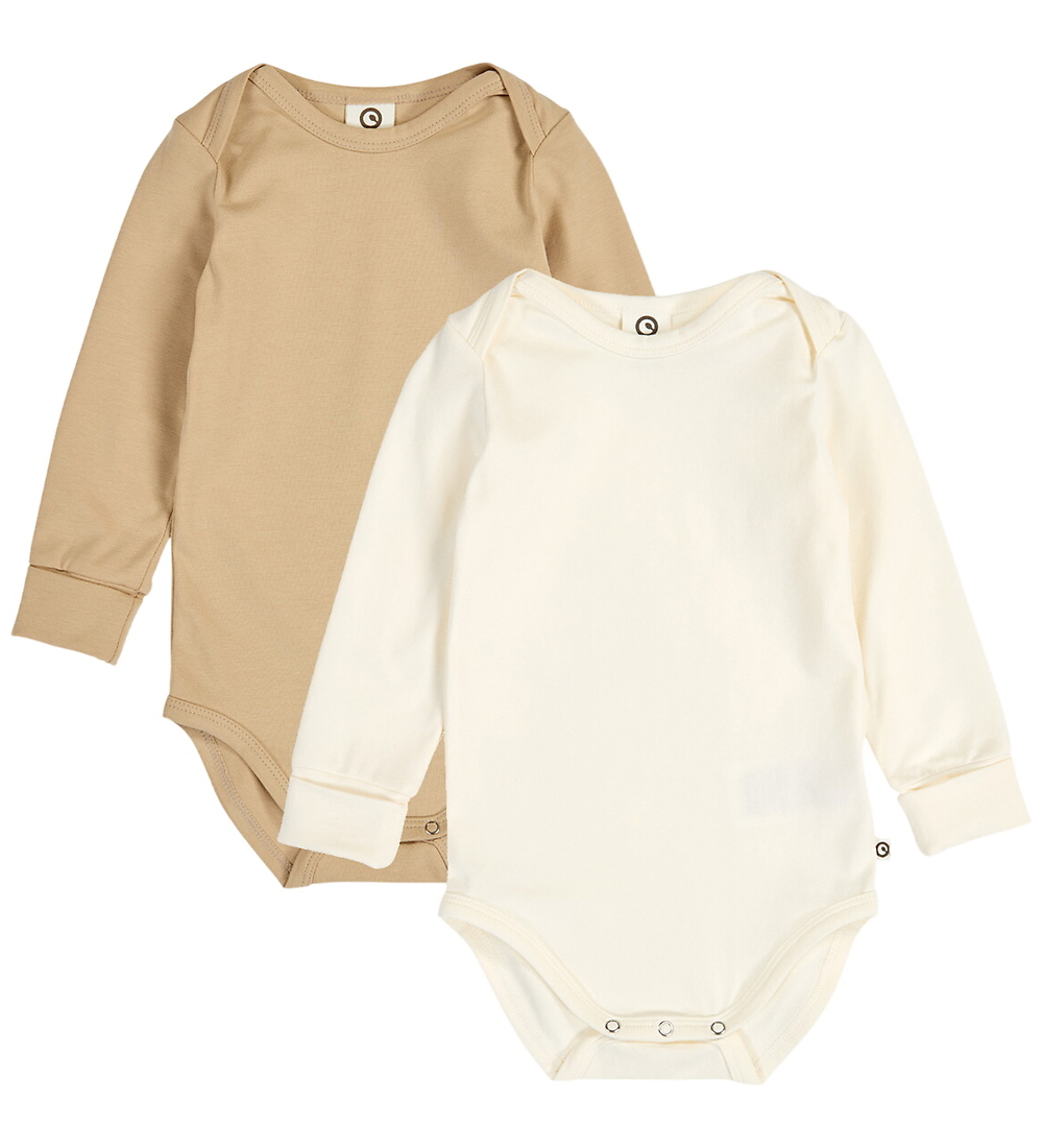 Müsli Rompers l/s - Cozy Ik - 2-pack - Safari/Tofu - Müsli - 74 - Rompers Lange Mouw