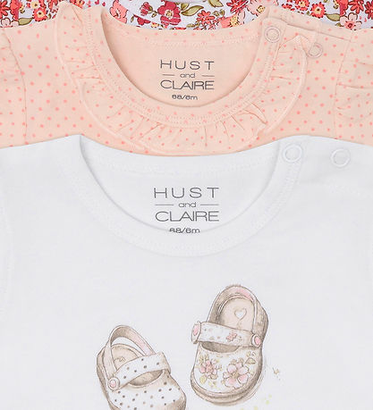 Hust and Claire Bluse - 3-pak - Alda - Rosa/Hvid m. Blomster