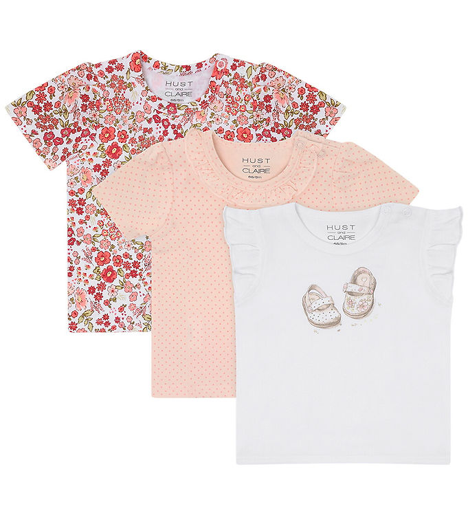 Hust and Claire Bluse - 3-pak - Alda - Rosa/Hvid m. Blomster