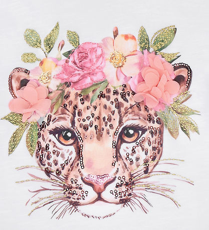 Hust and Claire T-shirt - Alma - Hvid m. Leopard
