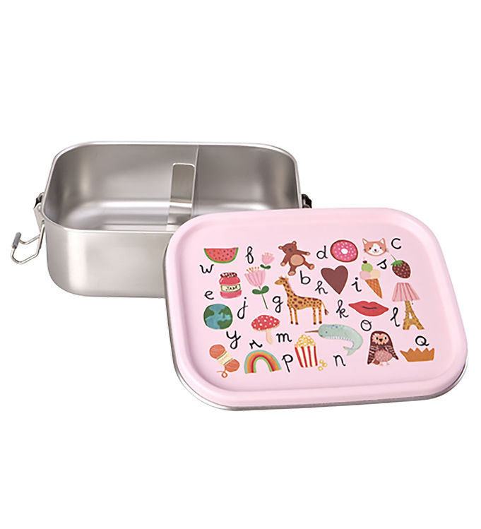 Rice Madkasse - Rustfrit Stål - 800 ml - m. 2 Rum - ABC Pink