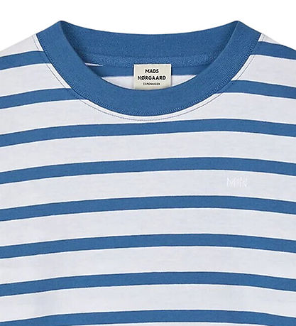 Mads Nørgaard Bluse - Jersey Stripe Carlito - Bright Cobalt/Wh