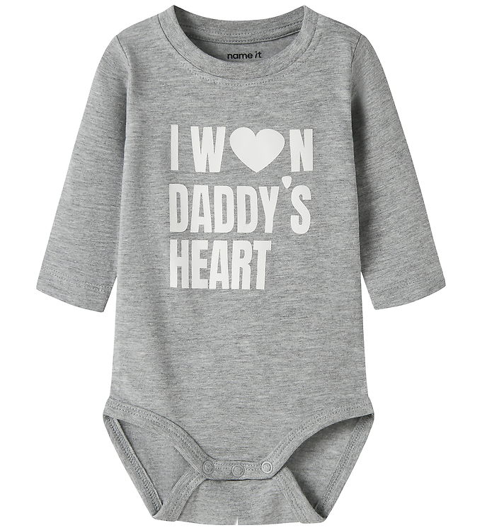 Name It NbnBanks - Baby Body med lange ærmer - Grå/Hvid - 62