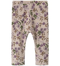 Name It Leggings - Rib - NbfFoa - Goat m. Blomster