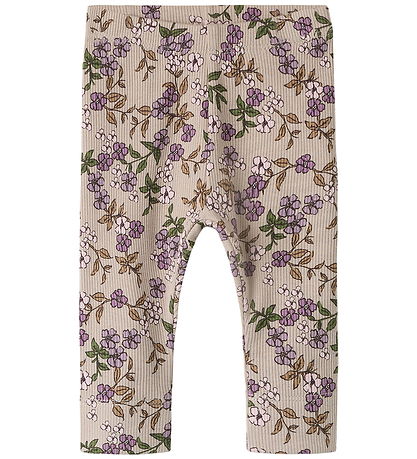 Name It Leggings - Rib - NbfFoa - Goat m. Blomster
