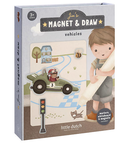 Little Dutch - Magnet Og Tegne Sæt - Jim Vehicles
