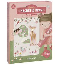 Little Dutch - Magnet Og Tegne Sæt - Rosa Fairy Garden