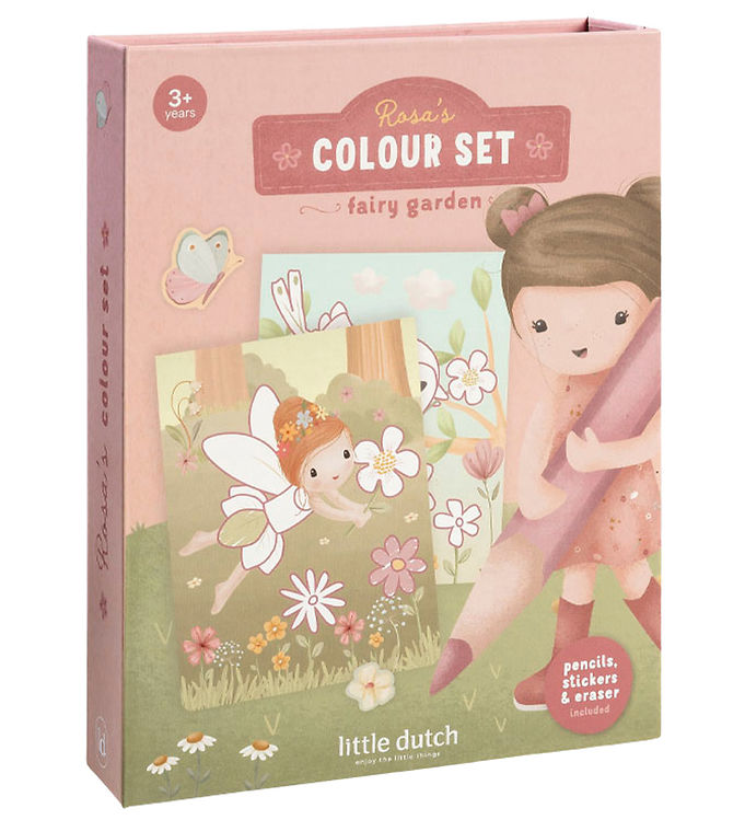 Little Dutch - Farvebog Sæt - Rosa Fairy Garden