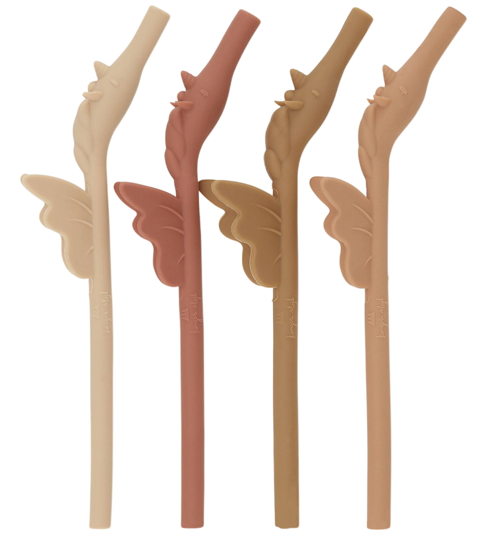 Konges Sløjd Strohhalme - 4er-Pack - Silikon - Unicorn - Rose Mi - Konges Sløjd - One Size - Strohhalme