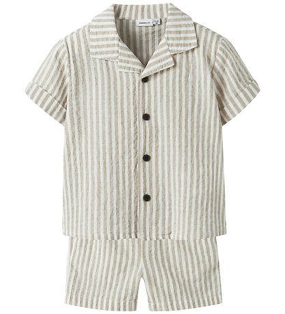 Name It Sæt - Skjorte k/æ/Shorts - NmmFedenis - Chateau Gray