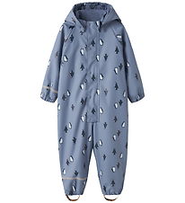 Name It Regndragt m. Fleece - PU - NmmDry10 - Country Blue m. Pi