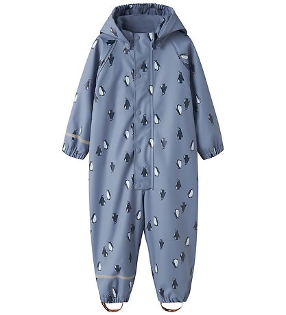 Name It Regndragt m. Fleece - PU - NmmDry10 - Country Blue m. Pi