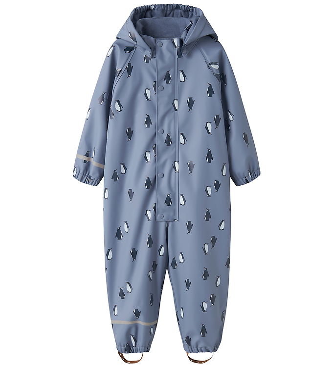 Name It Regndragt m. Fleece - PU - NmmDry10 - Country Blue m. Pi