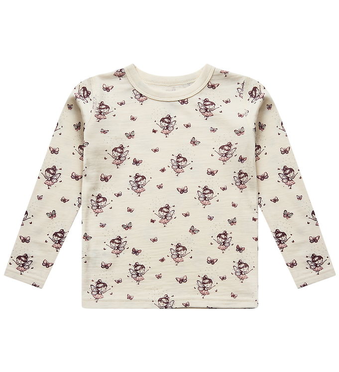 Hust and Claire Bluse - Uld/Bambus - HCAbba - Off White/Rosa m.