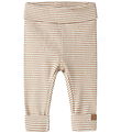 Name It Leggings - Rib - NbnBerro - Antique White m. Striber