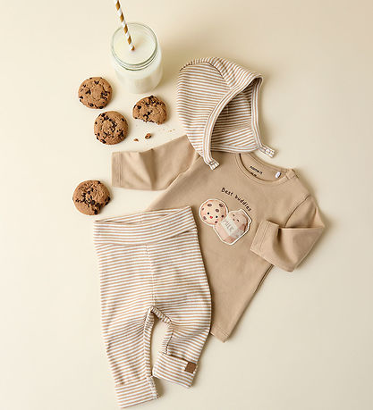Name It Leggings - Rib - NbnBerro - Antique White m. Striber