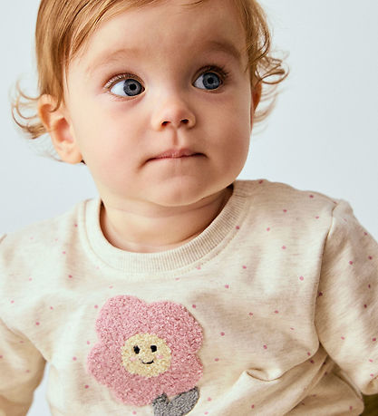 Name It Sweatshirt - NbfLuelle - Peyote Melange m. Prikker/Bloms