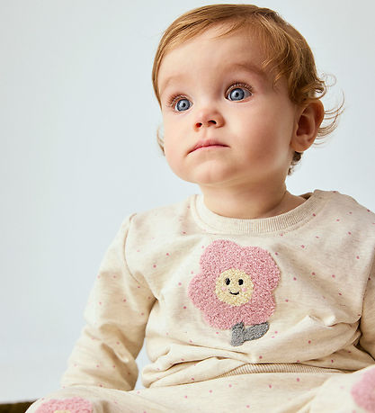 Name It Sweatshirt - NbfLuelle - Peyote Melange m. Prikker/Bloms
