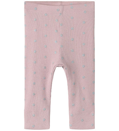 Name It Leggings - Rib/Modal - NbfLona - Violet Ice m. Sølvprikk
