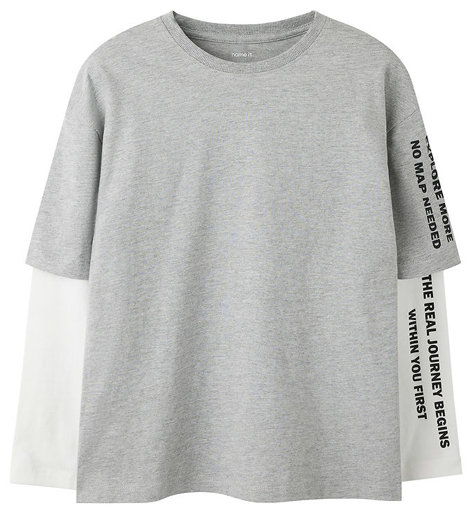 Name It Bluse - NkmLauge - Grey Melange