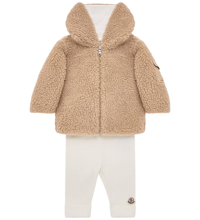 Moncler Sæt - Fleecejakke/Leggings - Brun/Hvid